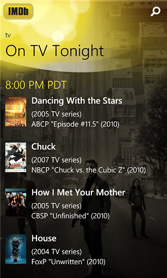 IMDb for Windows Phone in 2012 – On TV Tonight