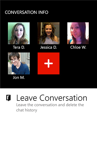 Kik Messenger for Windows Phone in 2012 – Conversation Info