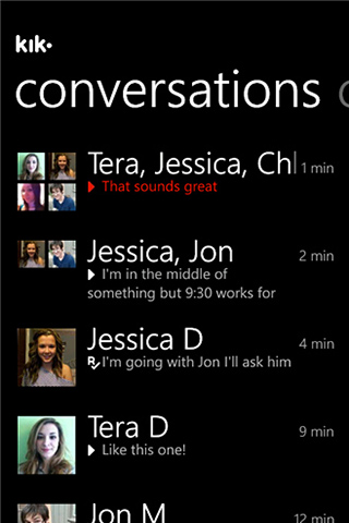 Kik Messenger for Windows Phone in 2012