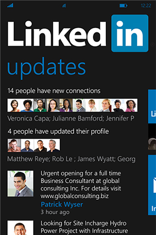 LinkedIn for Windows Phone in 2012