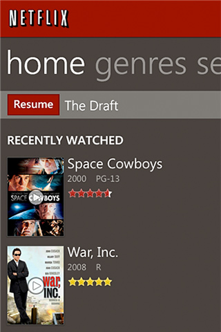 Netflix for Windows Phone in 2012