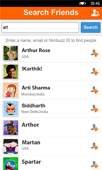 Nimbuzz for Windows Phone in 2012 – Search Friends