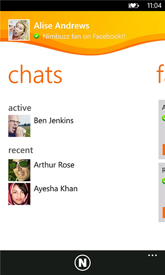 Nimbuzz for Windows Phone in 2012 – Chats