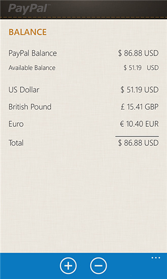 PayPal for Windows Phone in 2012 – Balance