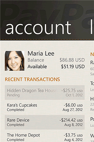 PayPal for Windows Phone in 2012