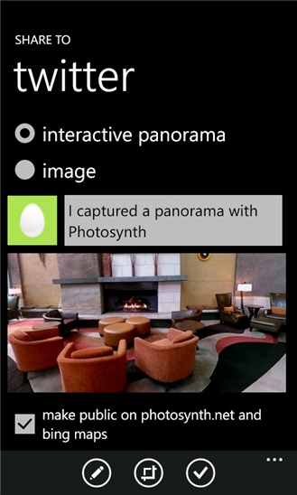 Photosynth for Windows Phone in 2012 – Share to Twitter