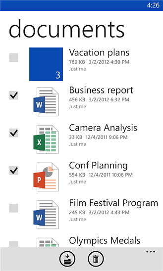 SkyDrive for Windows Phone in 2012 – Documents