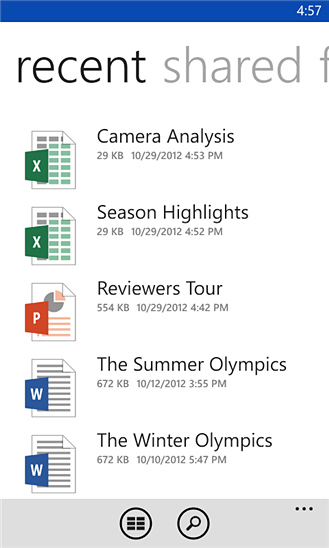 SkyDrive for Windows Phone in 2012 – Recent