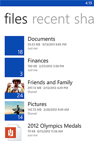 SkyDrive for Windows Phone in 2012