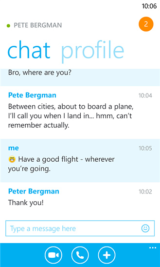 Skype for Windows Phone in 2012 – Chat