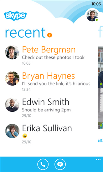 Skype for Windows Phone in 2012 – Recent