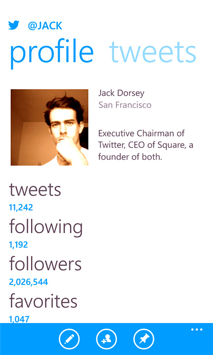 Twitter for Windows Phone in 2012 – Profile