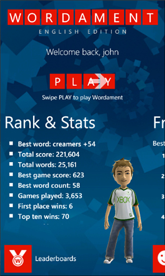 Wordament for Windows Phone in 2012 – Rank & Stats