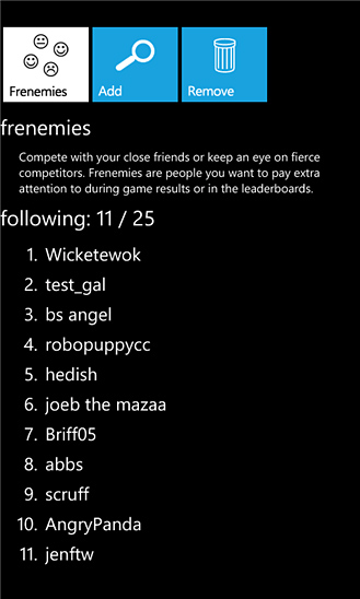 Wordament for Windows Phone in 2012 – Frenemies