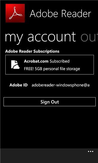 Adobe Reader for Windows Phone in 2013 – My Account
