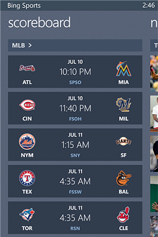 Bing Sport for Windows Phone in 2013