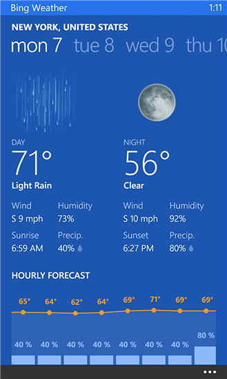 Bing Weather for Windows Phone in 2013