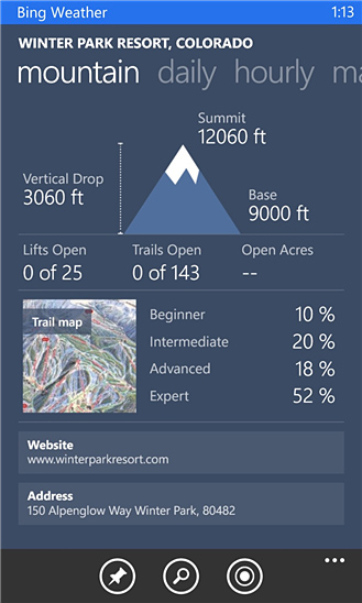 Bing Weather for Windows Phone in 2013 – Mountain