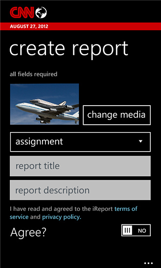 CNN for Windows Phone in 2013 – Create Report