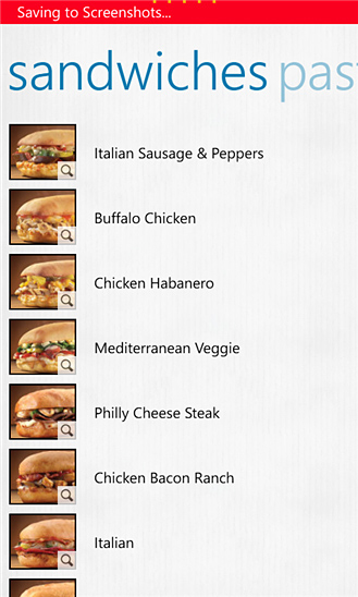 Domino’s Pizza for Windows Phone in 2013 – Sandwiches