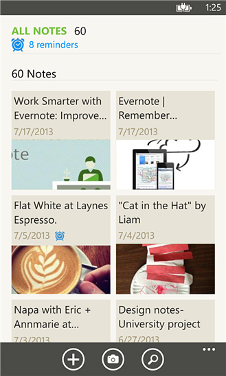 Evernote for Windows Phone in 2013 – All Notes
