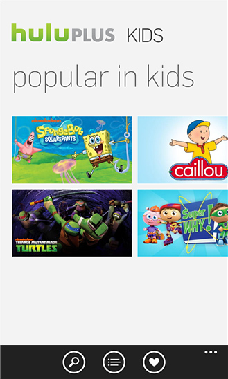 Hulu Plus for Windows Phone in 2013 – Popular in kids