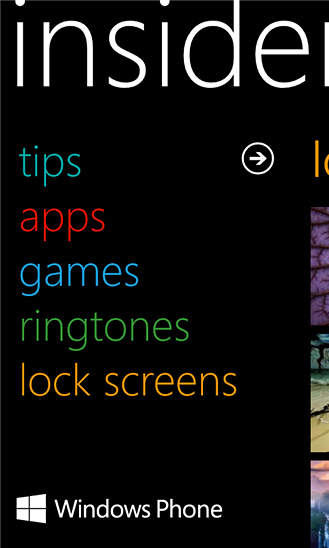 Insider for Windows Phone in 2013 – Menu