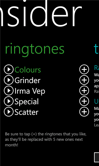 Insider for Windows Phone in 2013 – Ringtones