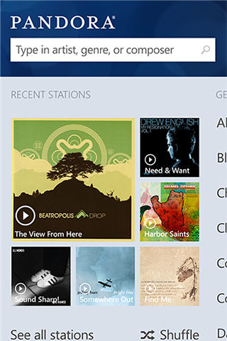 Pandora for Windows Phone in 2013