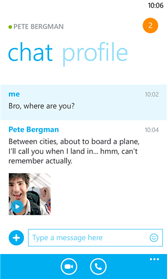 Skype for Windows Phone in 2013 – Chat