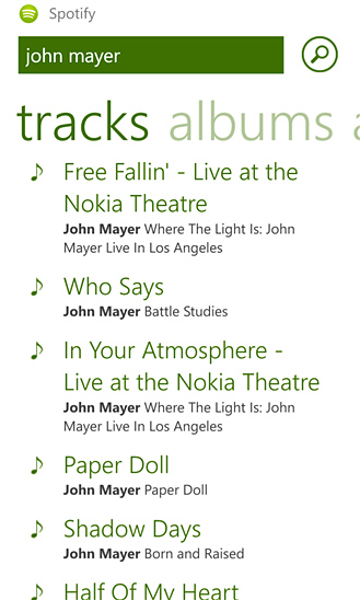 Spotify for Windows Phone in 2013 – Tracks