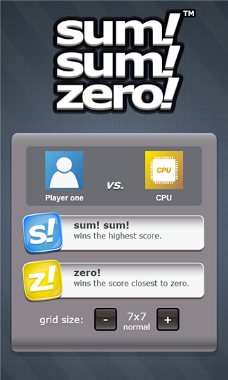 sum! sum! zero! for Windows Phone in 2013