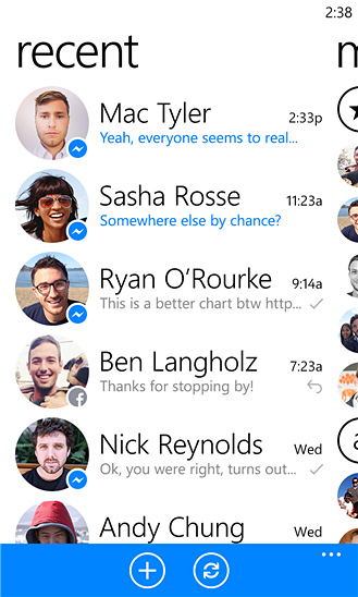 Messenger for Windows Phone in 2014 – Recent