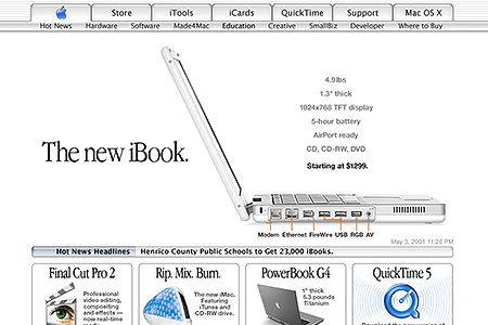Apple homepage in May 2001