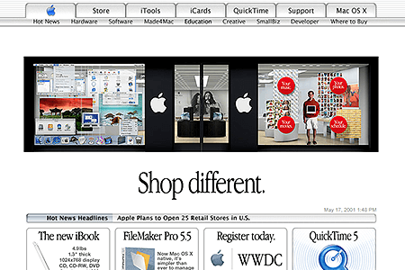 Apple homepage in May 2001