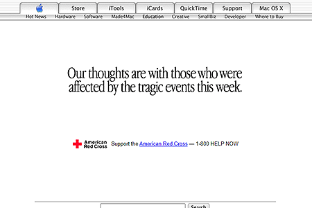 Apple homepage in September 2001