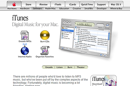iTunes website in 2001