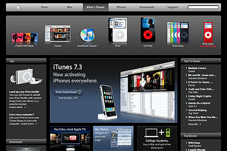 iTunes website in 2007