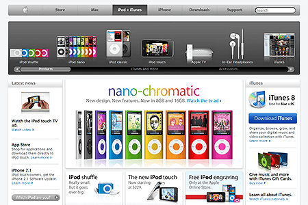 iTunes website in 2008