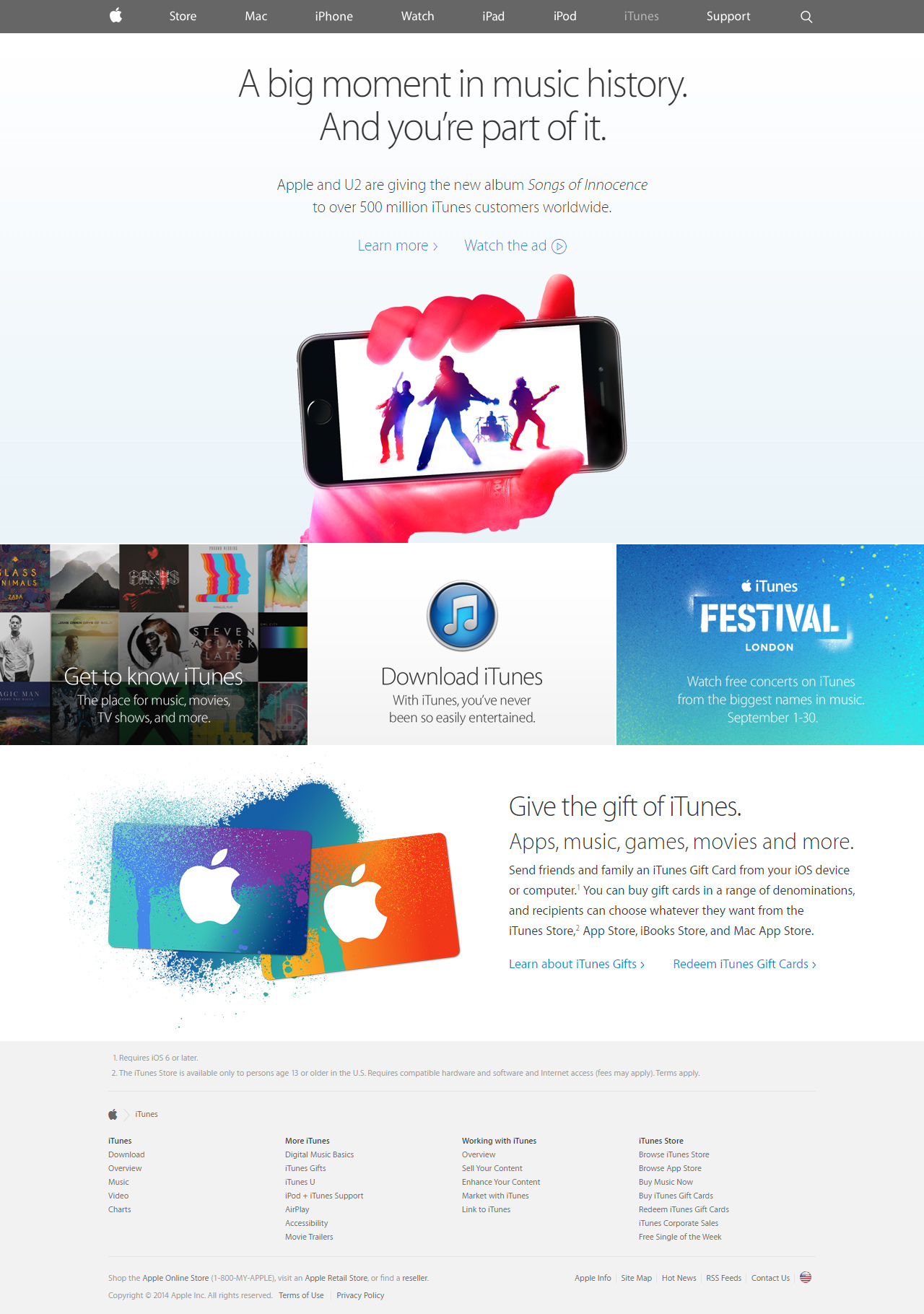iTunes website in 2014