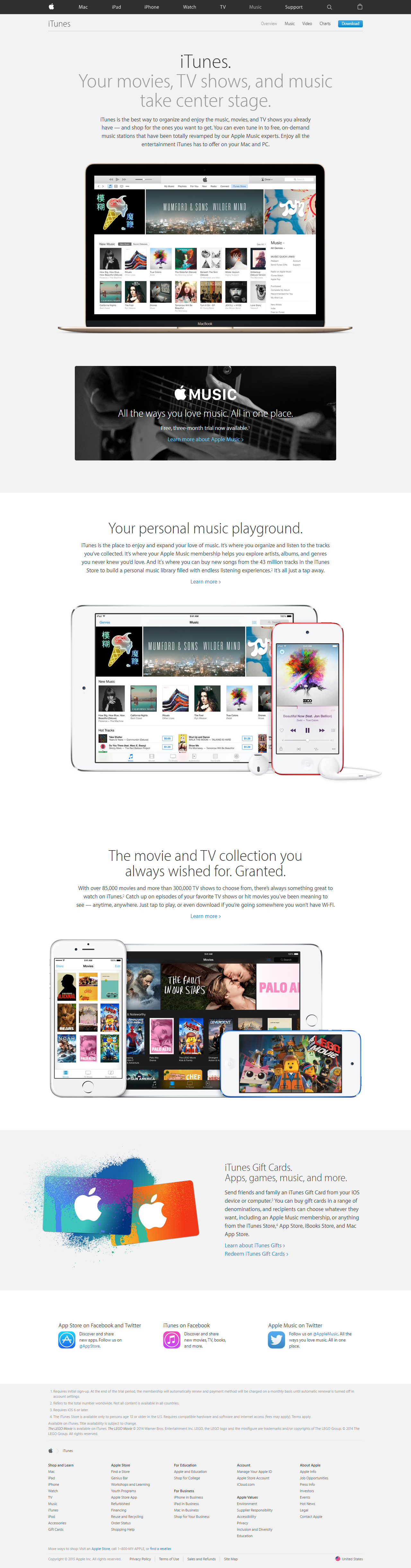 iTunes website in 2015