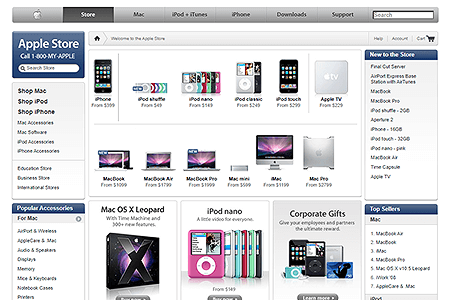 Apple Store website in 2008