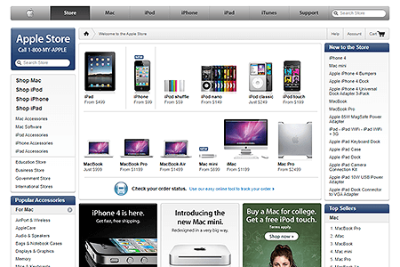Apple Store website in 2010