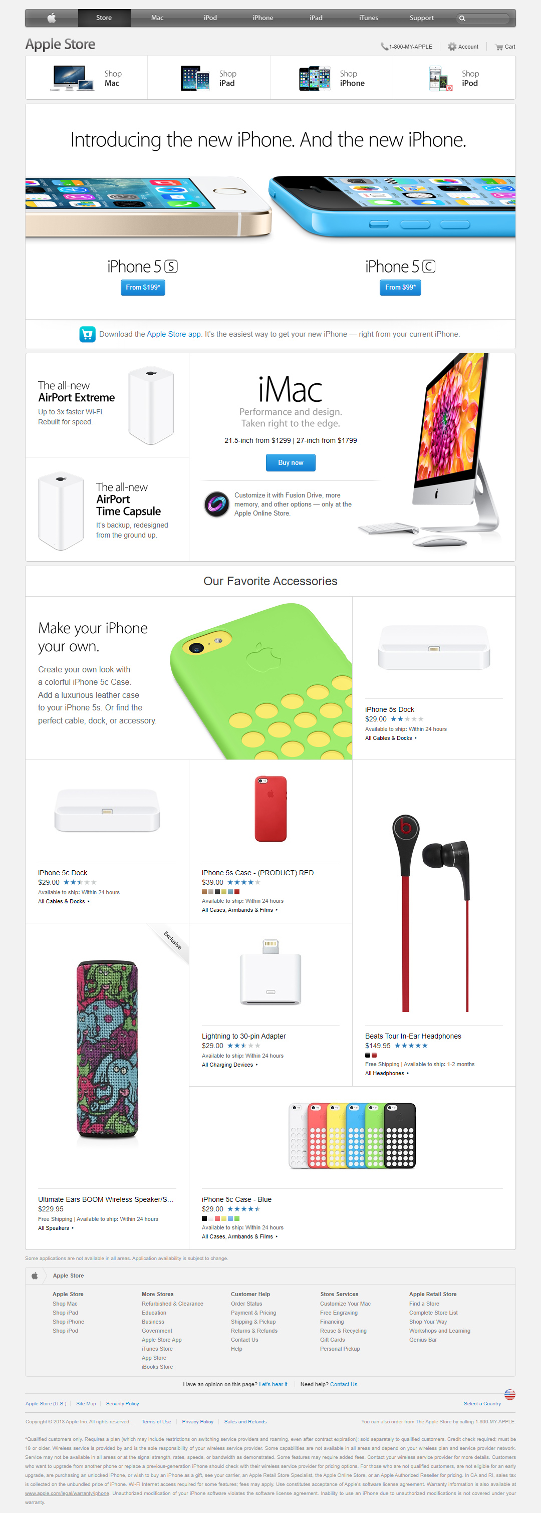 Apple Store website in 2013