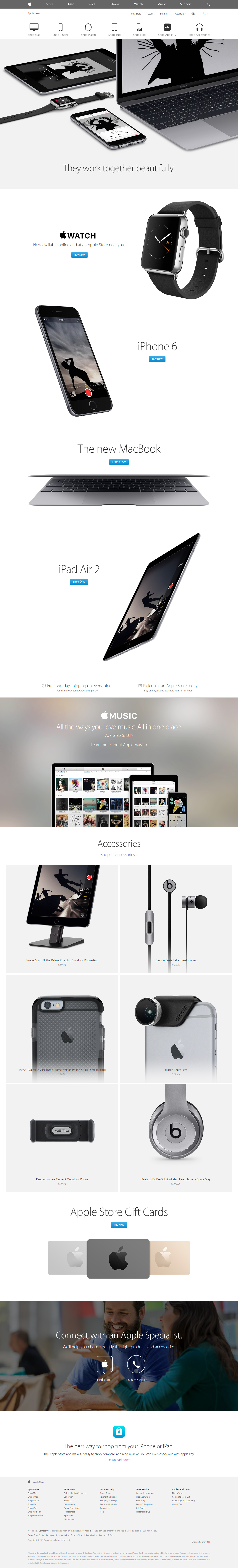 Apple Store website in 2015