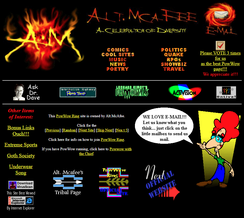 Alt.McAfee website in 1996