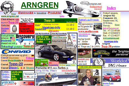 Arngren website in 2003
