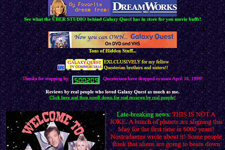 Galaxy Quest website in 2000
