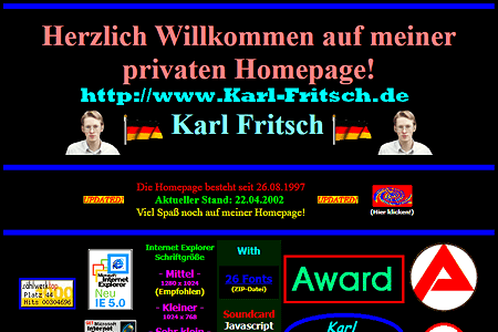 Karl Fritsch website in 2002