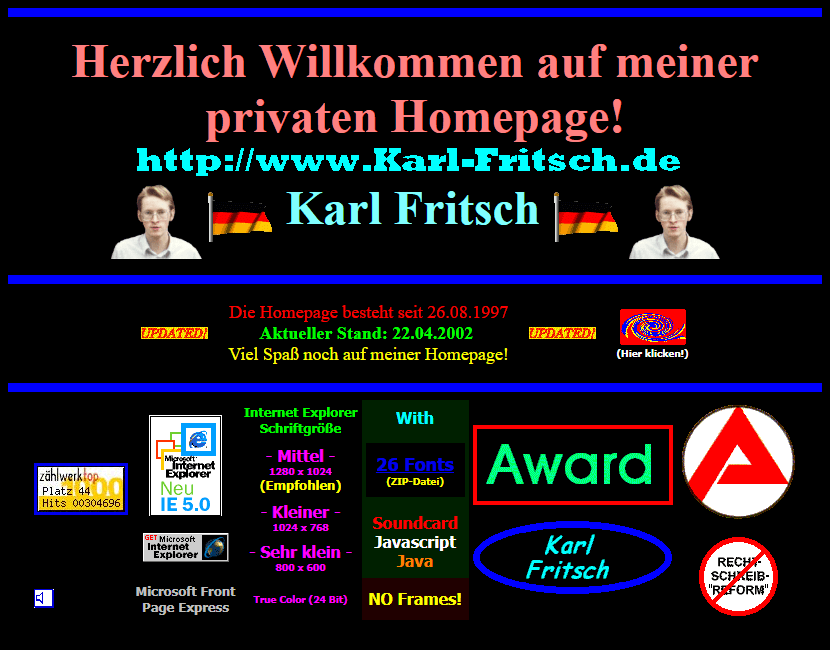 Karl Fritsch website in 2002